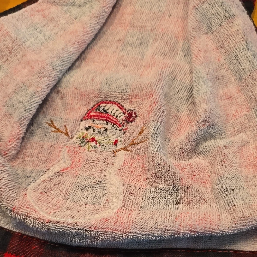 Red and Black Plaid Snowman Towel
